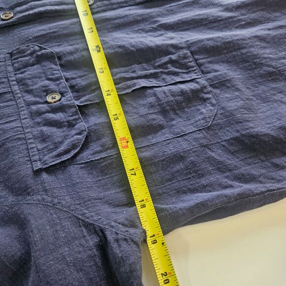 Ralph Lauren Rugby Sz W12 Button up Long Line Over shirt Epaulettes Navy - Picture 8 of 10